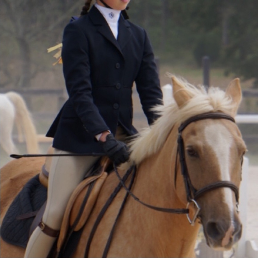 RJ Classics Girls Navy 3 Button Blazer Hampton Show Coat Horse Riding Jacket NWT - Picture 2 of 15